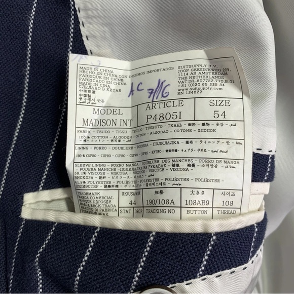 Suitsupply Navy Striped Double-Breasted Blazer - Picture 5 of 7